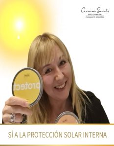 Doctora Carmen con suplemento de la marca ringana para la exposición solar